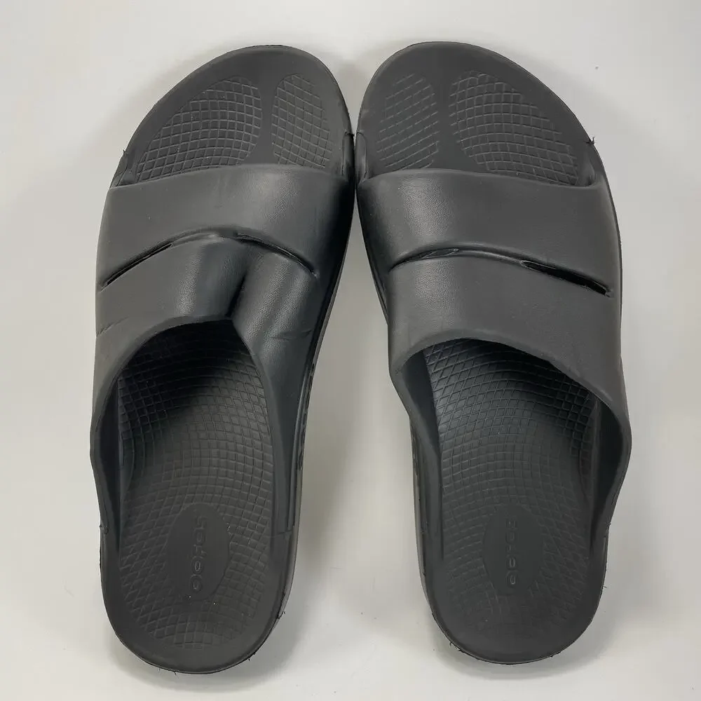 Oofos Ooahh Slide Sandals Mens Size 10 Black Comfort Recovery Shoes, Womens 12